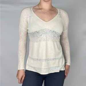 BABATON Aritzia Wool V‎ Neck Long Sleeve Sweater Lightweight Stretch